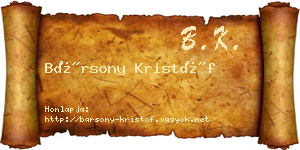 Bársony Kristóf névjegykártya